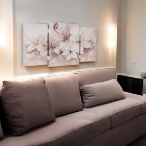 Quadro stampa su tela a TRIS 70x140 cm telaio in legno con disegno floreale