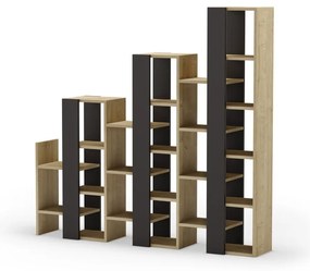 Scaffale in rovere decorato in nero e naturale 158x151 cm Anissa - Marckeric