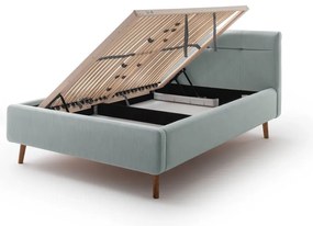 Letto matrimoniale imbottito azzurro con contenitore con rete inclusa 140x200 cm Lotte – Meise Möbel