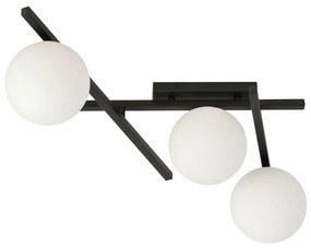 Lampadario da Soffitto in Acciaio e Vetro SMART 3 Nero 3xE14 Colore delle Sfere Bianco