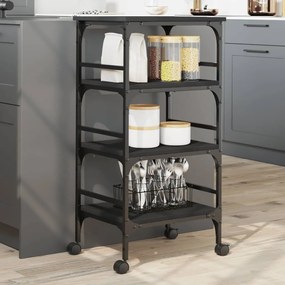Carrello Da Cucina Nero 45x35x89,5 Cm İn Legno Multistrato /