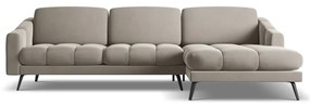 Divano angolare beige (con penisola a destra) con rivestimento in velluto Nalu – Makamii