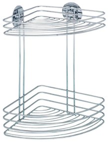 WENKO 18914100-Ripiano angolare TURBO-LOC in acciaio tondo 26,5x33 cm cromo lucido