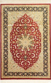 Ghom Tappeto 80 x 120 Rosso (Iran) Annodato A Mano