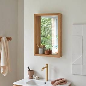 Tikamoon - Specchio legno quercia cornice 70x45 cm mensola bagno parete design