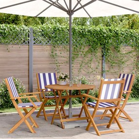 Set Pranzo Giardino 5pz Blu E Bianco Tessuto E Legno Massello /
