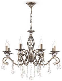 Lampadario Classico Grace Metallo Ottone 8 Luci