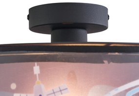 Plafoniera per bambini nera con astronave e stelle - Harrie nello spazio