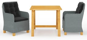 Set Mobili Da Pranzo Per Giardino 3 Pz Grigio Chiaro /