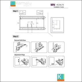 Mobiletto bagno 45 cm sospeso con anta chiusura soft close MN-45B - KAMALU