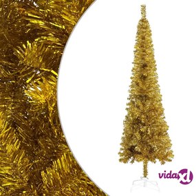 vidaXL Albero di Natale Sottile Preilluminato Oro 120 cm