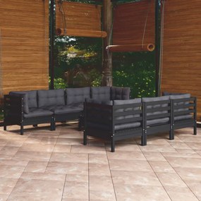 Set divani da giardino 8 pz con cuscini legno massello di pino