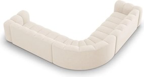 Divano angolare componibile color crema con rivestimento in ciniglia Lupine – Micadoni