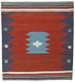 Kilim Tappeto 80x90 Rosso (Iran) Tessuto A Mano