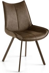 Sedia da pranzo in ecopelle con seduta e gambe Marrone CLODIA Set 2 pz