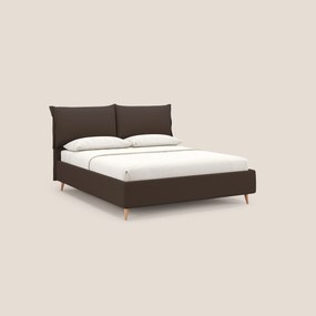 Elettra letto contenitore imbottito e sfoderabile con cuscini testata in tessuto impermeabile T13 marrone