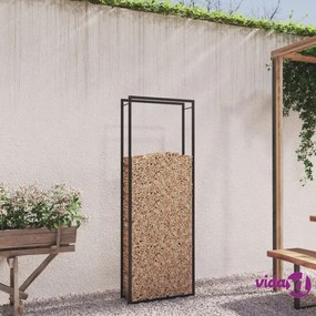 vidaXL Portalegna Nero Opaco 80x28x222 cm in Acciaio