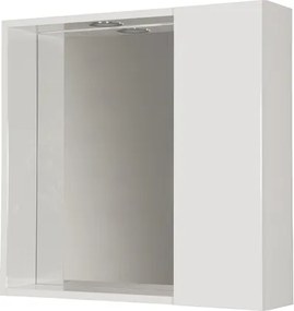 Specchiera bagno 60 cm 1 anta liscia e luce LED laccato Bianco Lucido