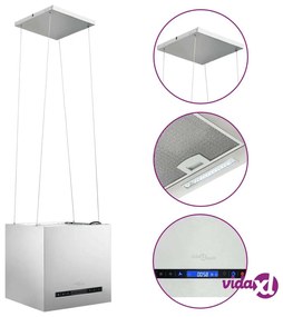vidaXL Cappa da Cucina ad Isola Sospesa LCD con Sensore 37 cm Acciaio