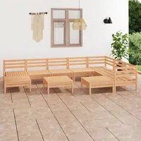 Set Salotto da Giardino 10 pz in Legno Massello di Pino 3083029