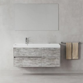 Mobile bagno sospeso con lavabo L 120 x H 51 x P 40 cm grigio antico in mdf, 1 anta 2 cassetti per vasca centrale Portofino