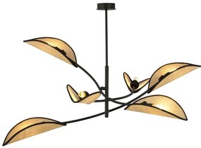 Lampadario a sospensione con supporto rigido LOTUS 6xE14/10W/230V nero/beige