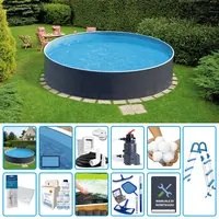 Piscina Fuori Terra Circolare Azuro Graphite 3,60 X H.0,90 M - Kit Pro