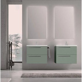 Mobile bagno sospeso con lavabo L 60 x H 55 x P 45 cm muschio 2 cassetti per vasca centrale Mia