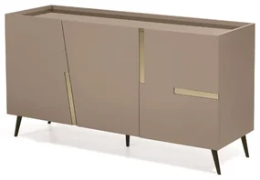 Madia credenza 3 ante inserti specchio Bronzo con scocca Tortora GIRONA con 5 piedini