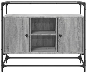 Credenza piano vetro grigio sonoma 98x35x81cm legno multistrato