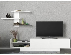 Parete Attrezzata Con Mobile TV E Mensola A Parete Bianco 180 Cm Egemen