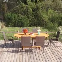 Set Mobili da Pranzo Giardino 7 pz in Polyrattan Marrone cod mxl 46811