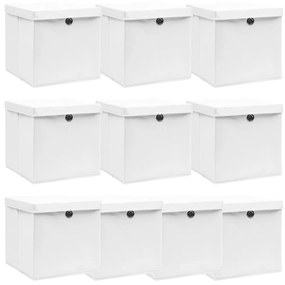 Scatole Con Coperchi 10pz Bianche 32x32x32 Cm Tessuto /