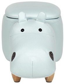 Pouf animaletto velluto azzurro e legno chiaro HIPPO Beliani