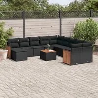 Set Divani da Giardino 12 pz con Cuscini Nero in Polyrattan 3228253