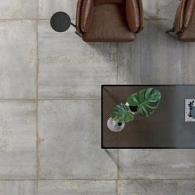 Piastrella da pavimento interno 120 x 120 cm Sp. 8.5 mm rettificato Metal in gres porcellanato argento satinato traffico medio forte (pei 3/5) R10 2.88 mq