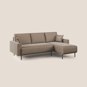 Arthur divano moderno angolare in velluto morbido impermeabile T01 marrone