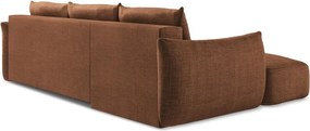 Divano angolare color terracotta allungabile (con penisola a sinistra/con chaise lounge) Leila – Makamii