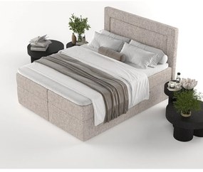 Letto boxspring marrone chiaro con contenitore 160x200 cm Imagine - Maison de Rêve