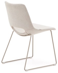 Kave Home - Sedia Zahara beige e gambe in acciaio finitura beige