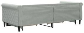 Divano letto estraibile cassetti grigio chiaro 90x200cm velluto