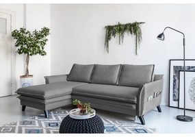 Divano letto grigio ad angolo, angolo sinistro Charming Charlie - Miuform