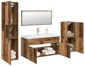 Set Mobili Da Bagno 5 Pz Legno Antico İn Legno Multistrato /