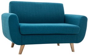 Divano scandinavo 2 posti blu anatra e massello di hevea PURE