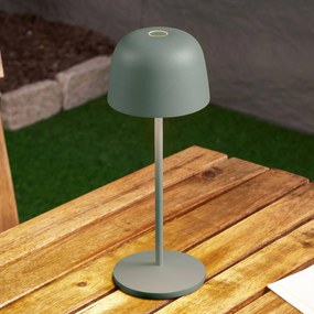 Lindby Lampada da tavolo LED a batteria Arietty, verde, dimmerabile, IP54