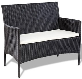 Set divani da giardino 4 pz con cuscini in polyrattan nero