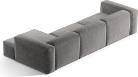 Divano angolare grigio chiaro (con penisola a destra/con chaise lounge) con rivestimento in velluto a coste Bergamo – Cosmopolitan Design