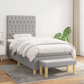 Giroletto A Molle Con Materasso Grigio Chiaro 90x190 Cm Tessuto /