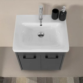 Mobile bagno sospeso 65 cm grigio effetto legno con armadietto a specchio Sofia