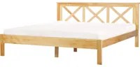 Letto in Legno Chiaro con Rete a Doghe Design Elegante 180 x 200 cm